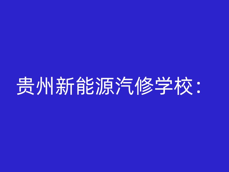 贵州新能源汽修学校：