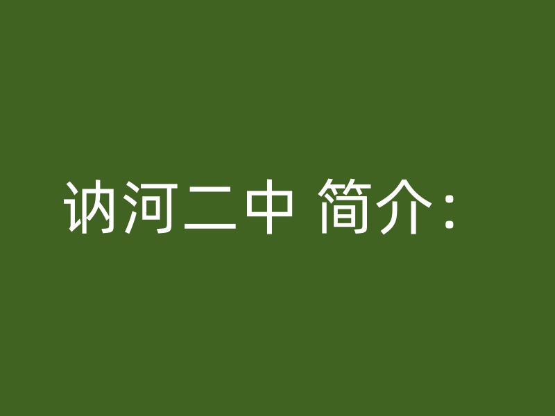 讷河二中 简介：