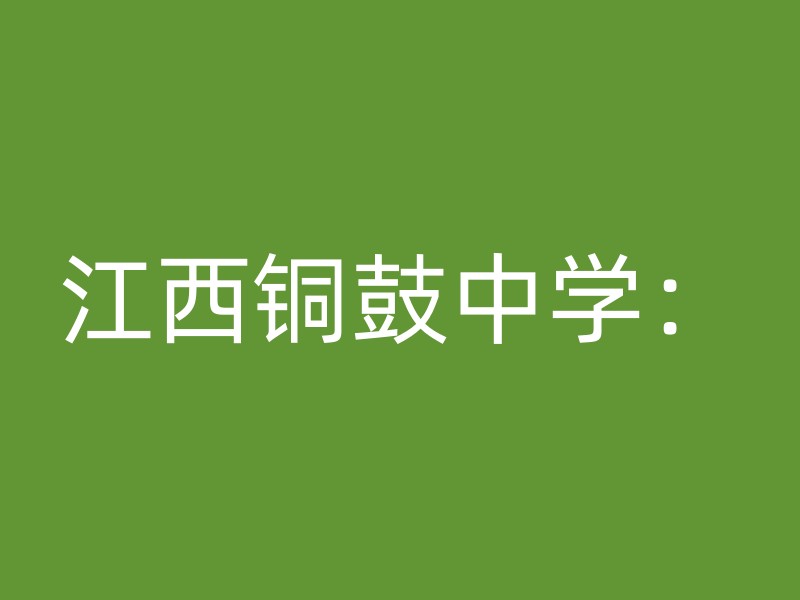 江西铜鼓中学：