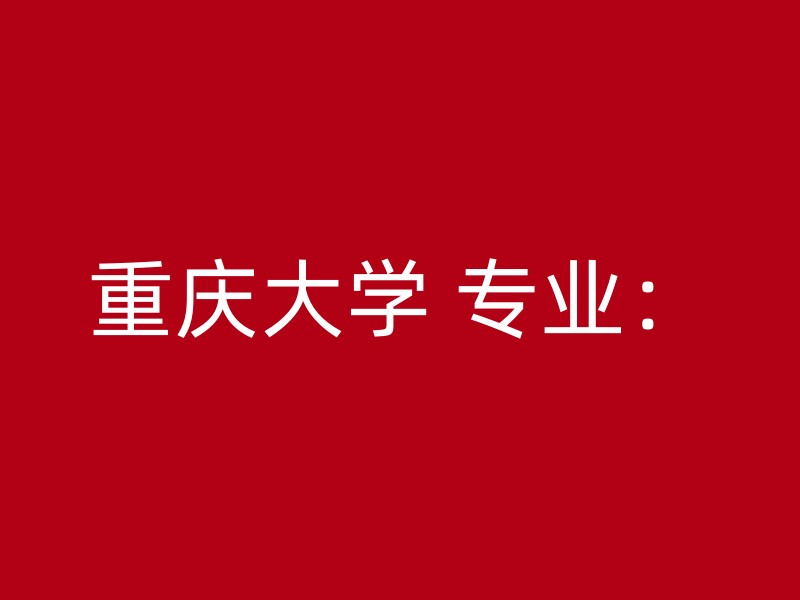 重庆大学 专业：