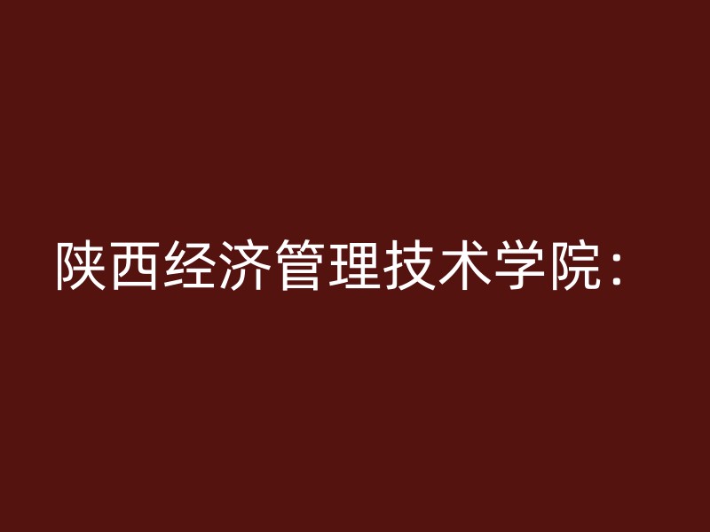 陕西经济管理技术学院：