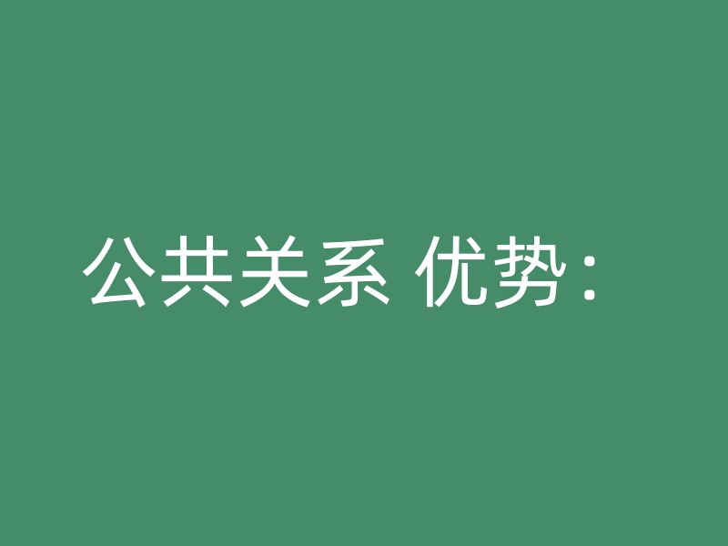 公共关系 优势：