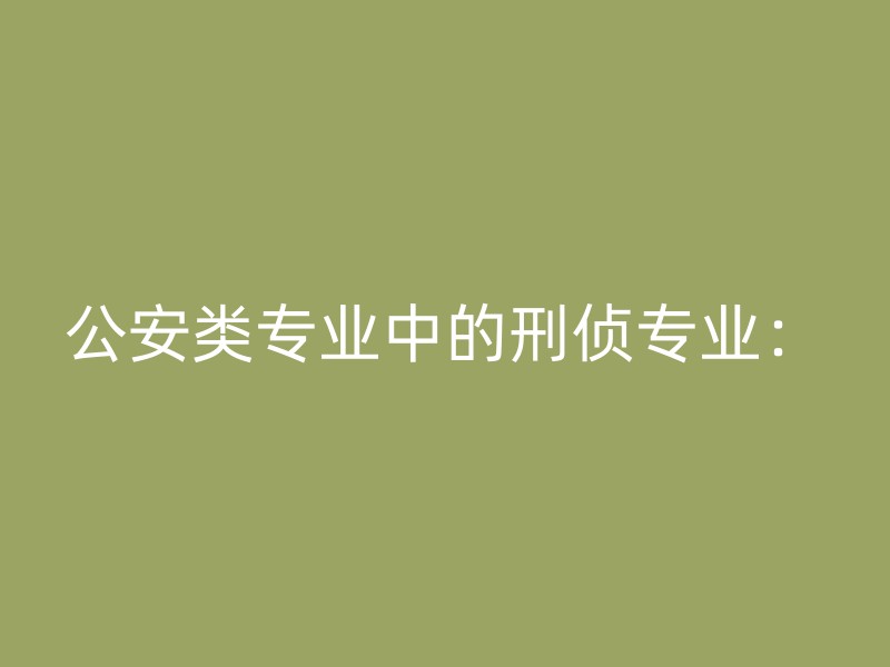 公安类专业中的刑侦专业：