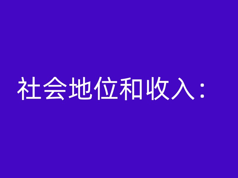 社会地位和收入：