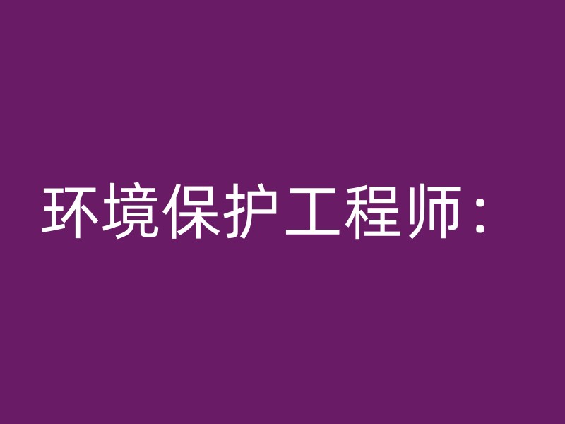 环境保护工程师：