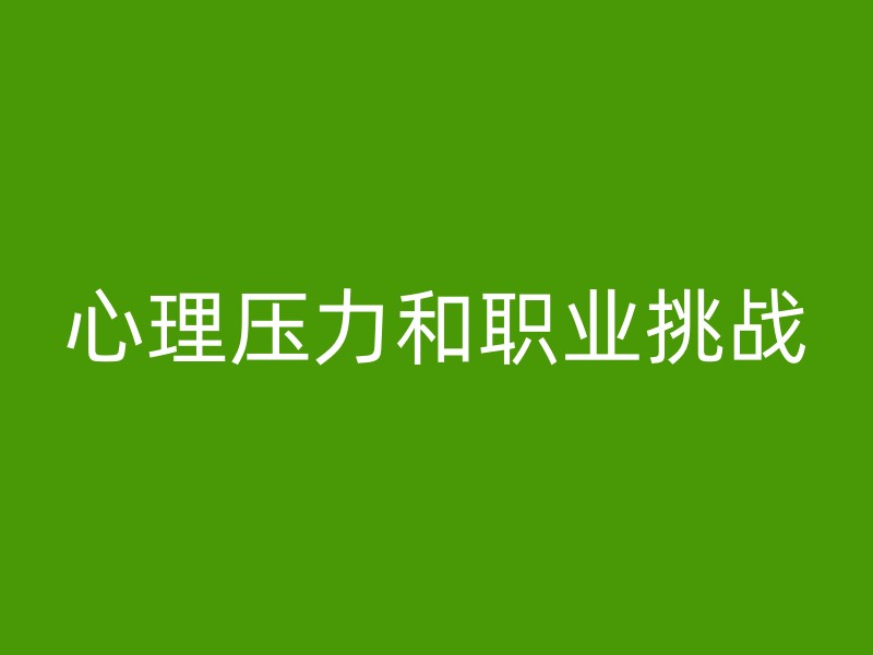 心理压力和职业挑战