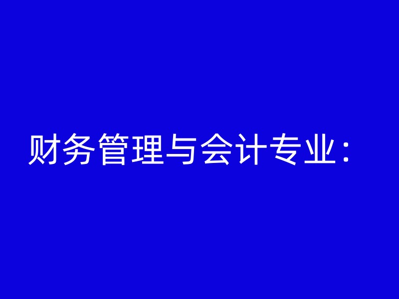 财务管理与会计专业：