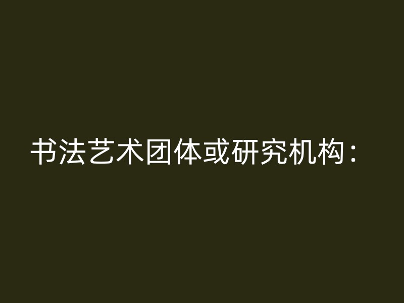 书法艺术团体或研究机构：