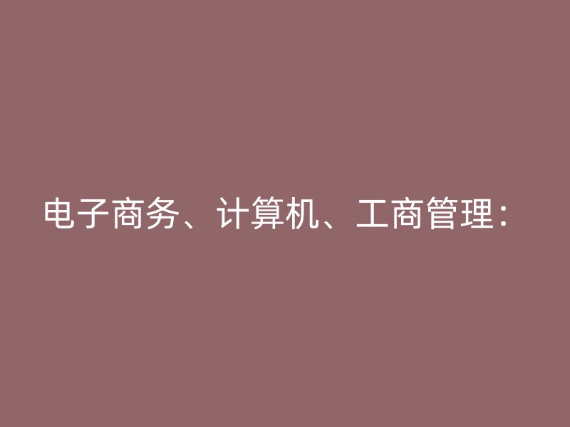 电子商务、计算机、工商管理：