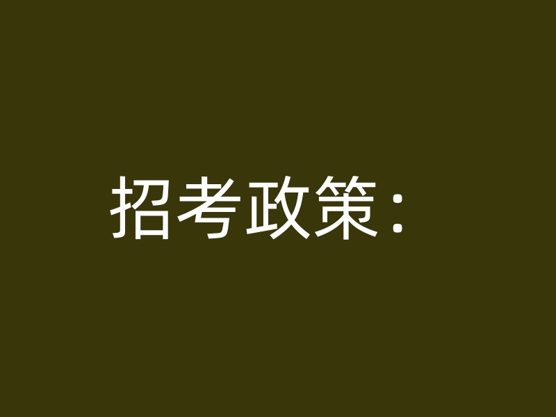 招考政策：