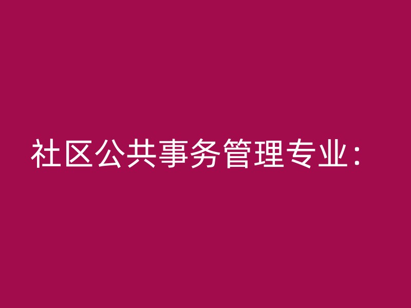 社区公共事务管理专业：