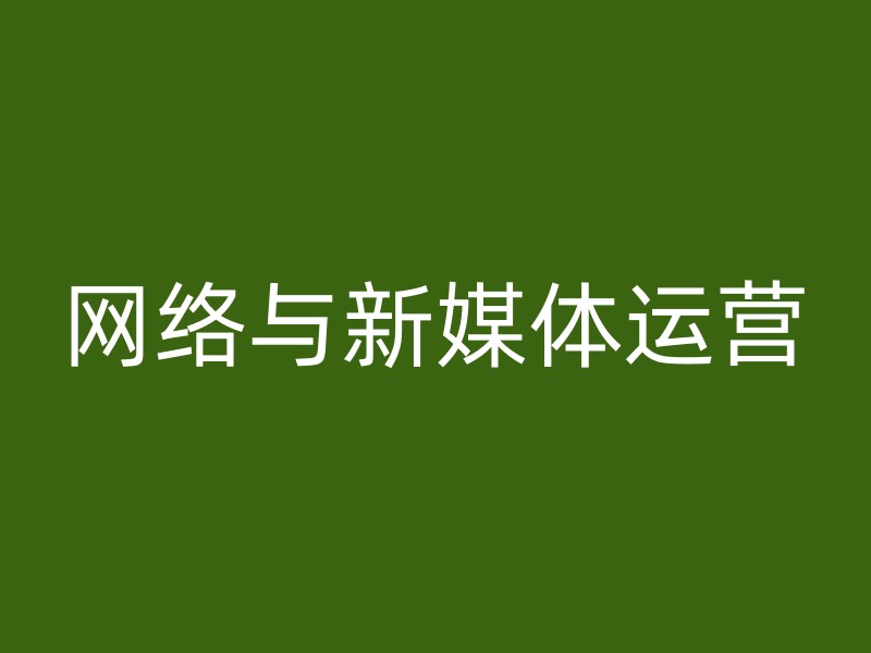 网络与新媒体运营