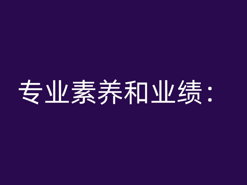 专业素养和业绩：