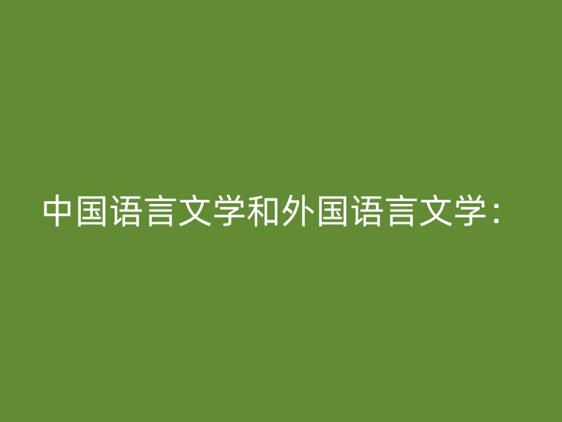 中国语言文学和外国语言文学：