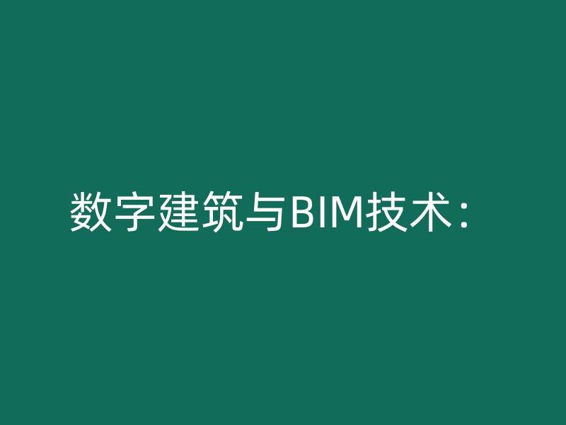 数字建筑与BIM技术：