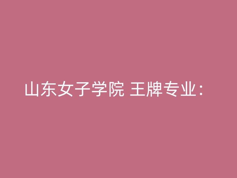 山东女子学院 王牌专业：