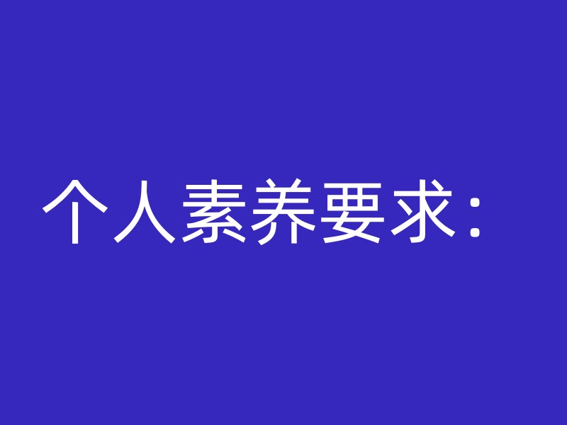 个人素养要求：