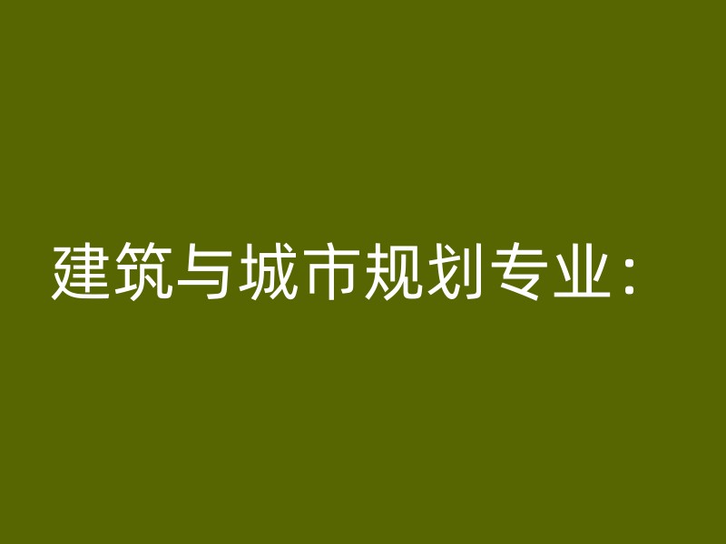 建筑与城市规划专业：