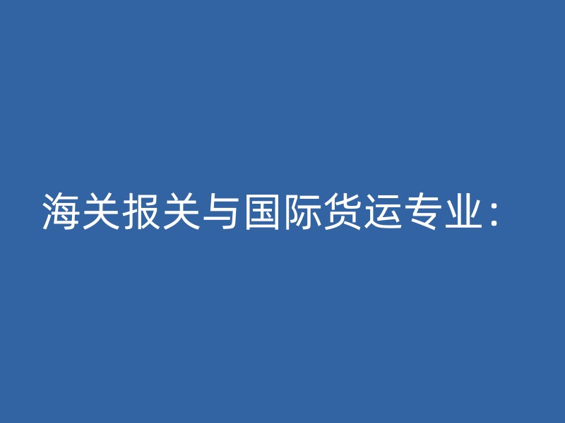 海关报关与国际货运专业：