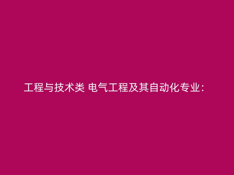 工程与技术类 电气工程及其自动化专业：