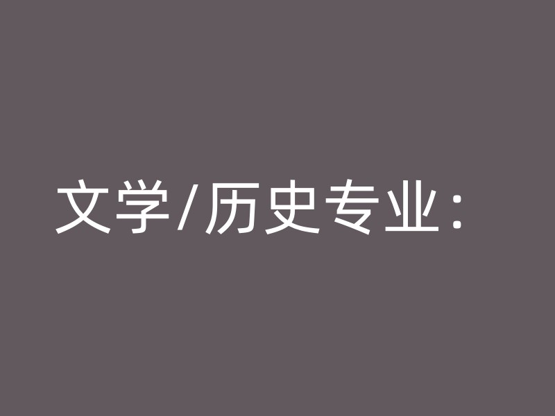 文学/历史专业：