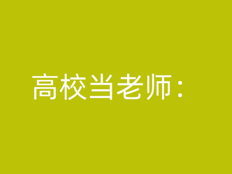 高校当老师：