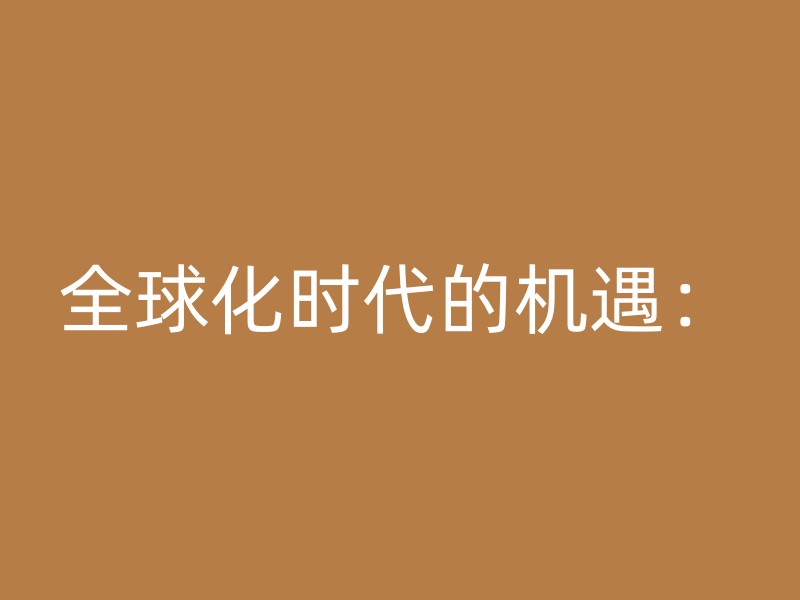 全球化时代的机遇：