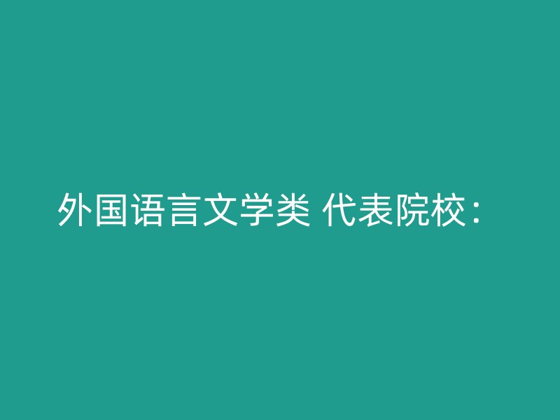 外国语言文学类 代表院校：