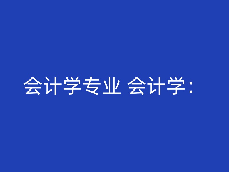 会计学专业 会计学：