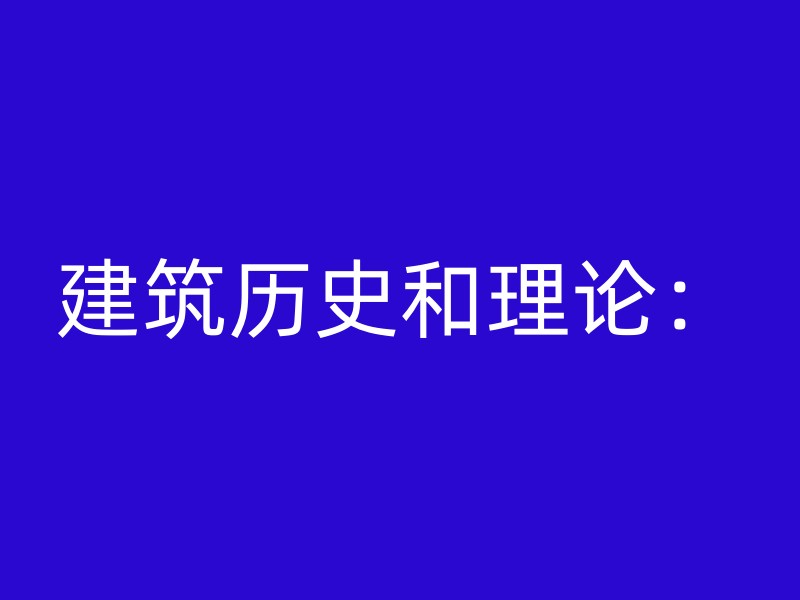 建筑历史和理论：