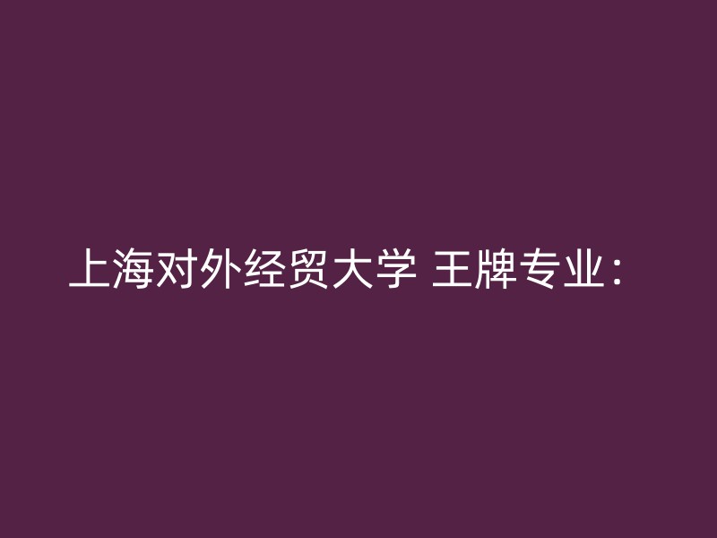 上海对外经贸大学 王牌专业：