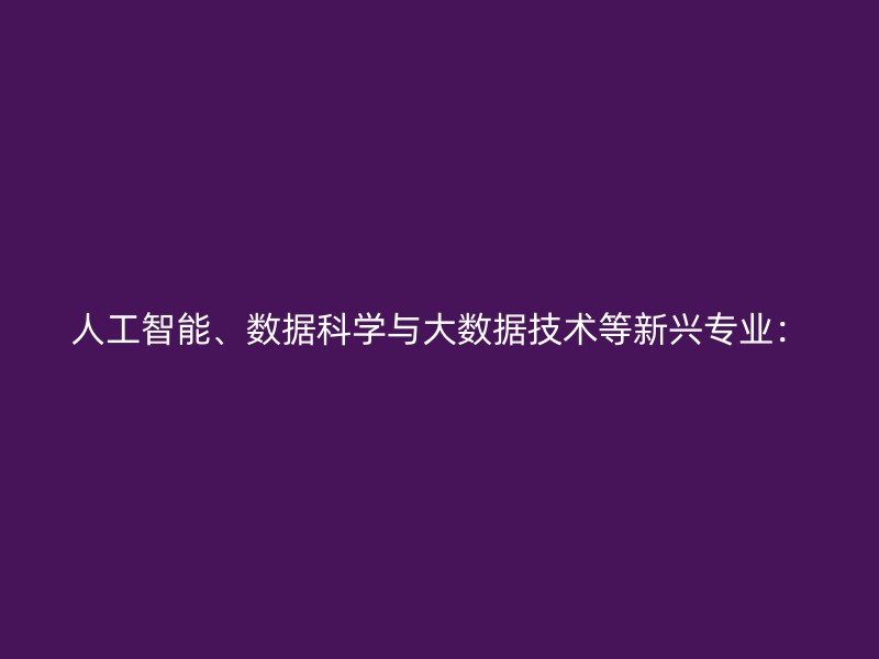 人工智能、数据科学与大数据技术等新兴专业：