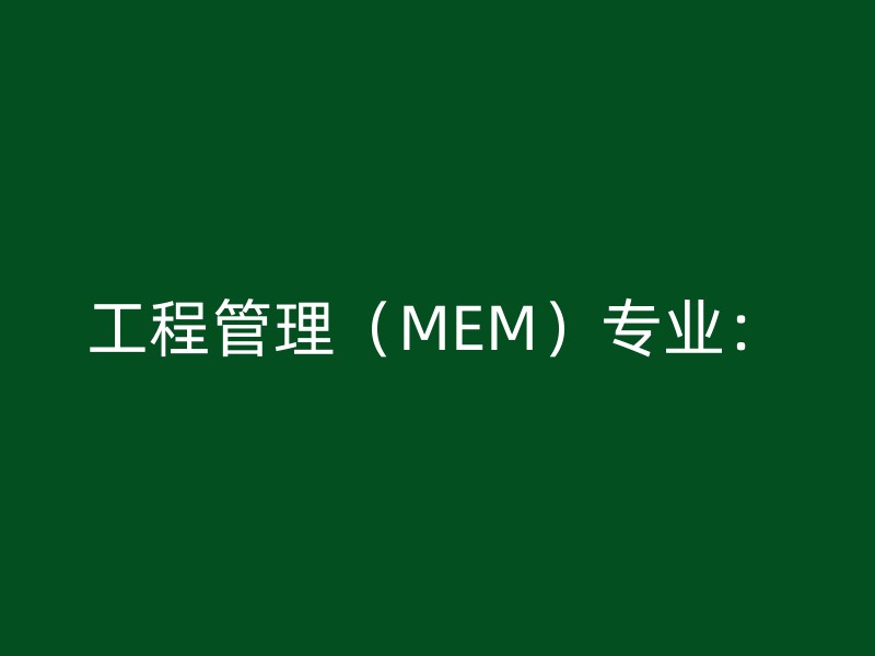 工程管理（MEM）专业：