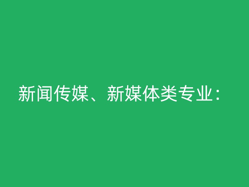 新闻传媒、新媒体类专业：