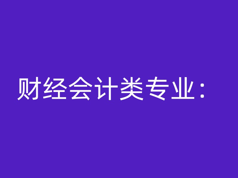 财经会计类专业：