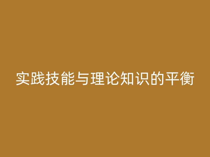 实践技能与理论知识的平衡