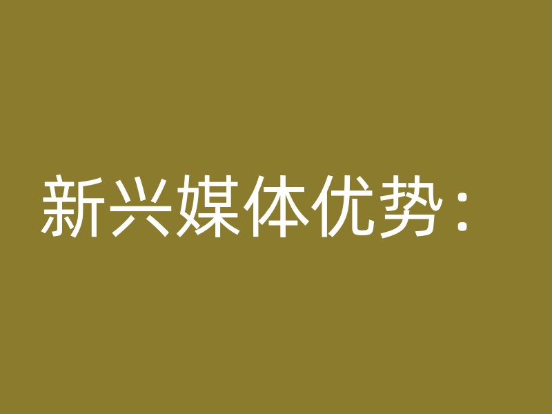 新兴媒体优势：