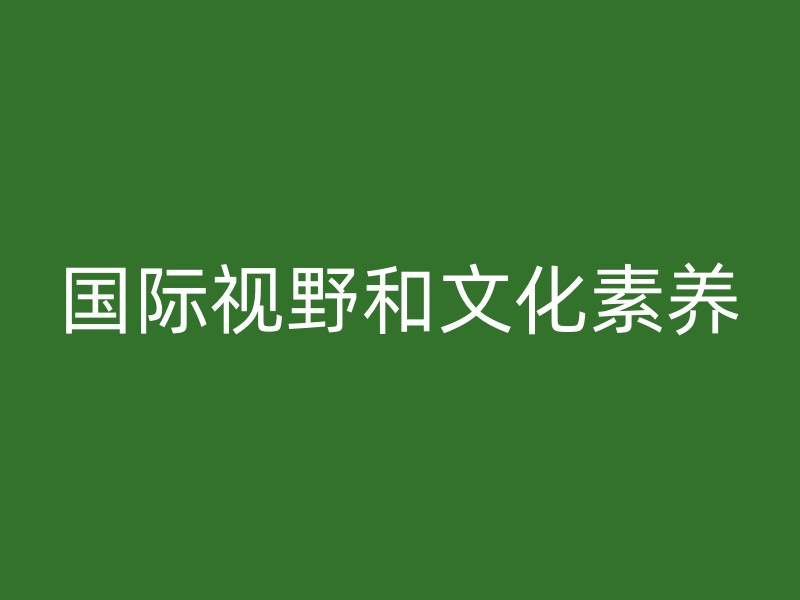 国际视野和文化素养