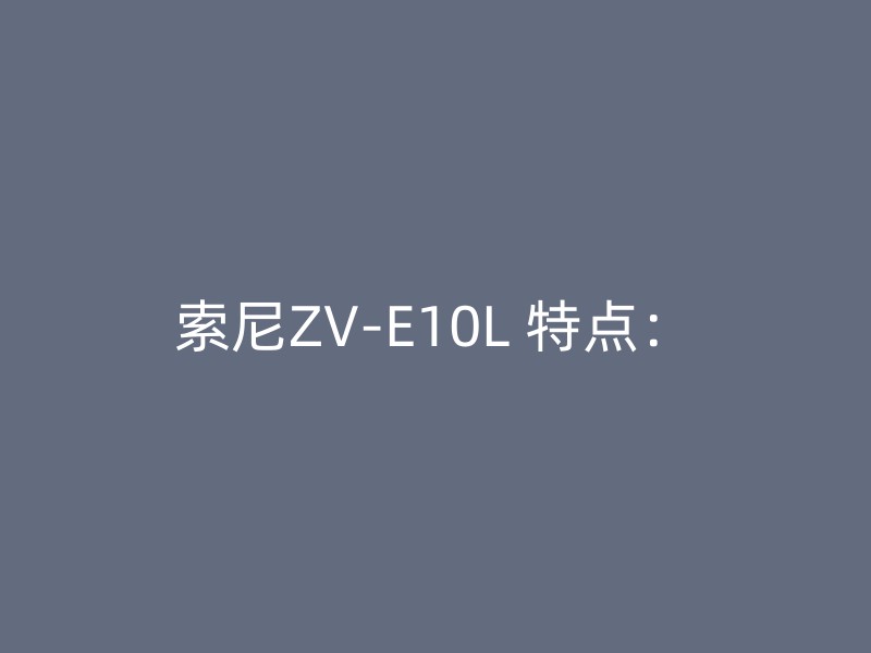 索尼ZV-E10L 特点：