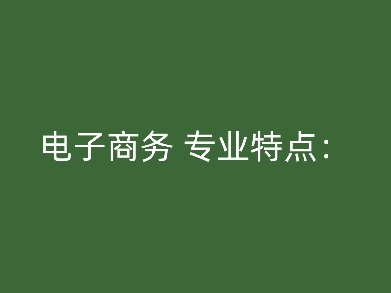 电子商务 专业特点：