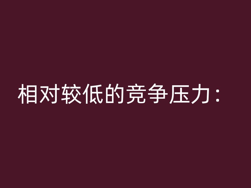 相对较低的竞争压力：