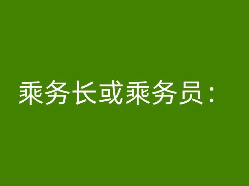 乘务长或乘务员：