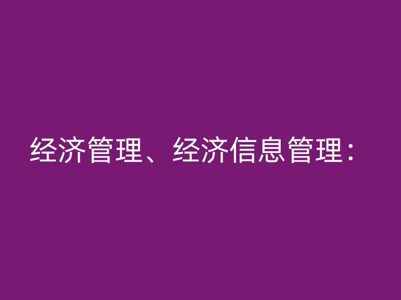 经济管理、经济信息管理：