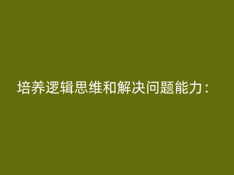 培养逻辑思维和解决问题能力：