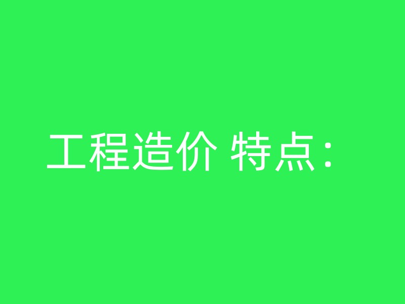 工程造价 特点：