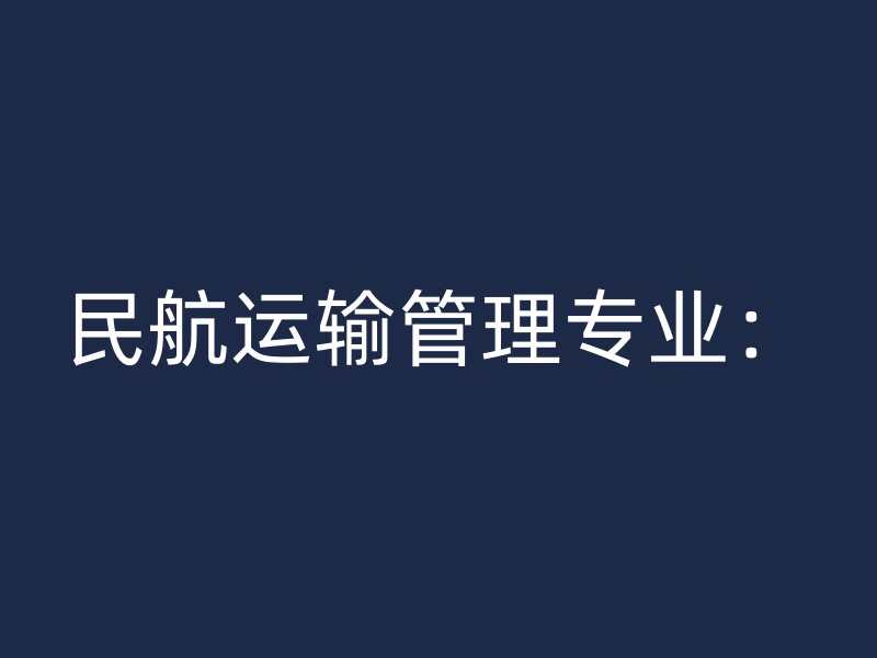 民航运输管理专业：