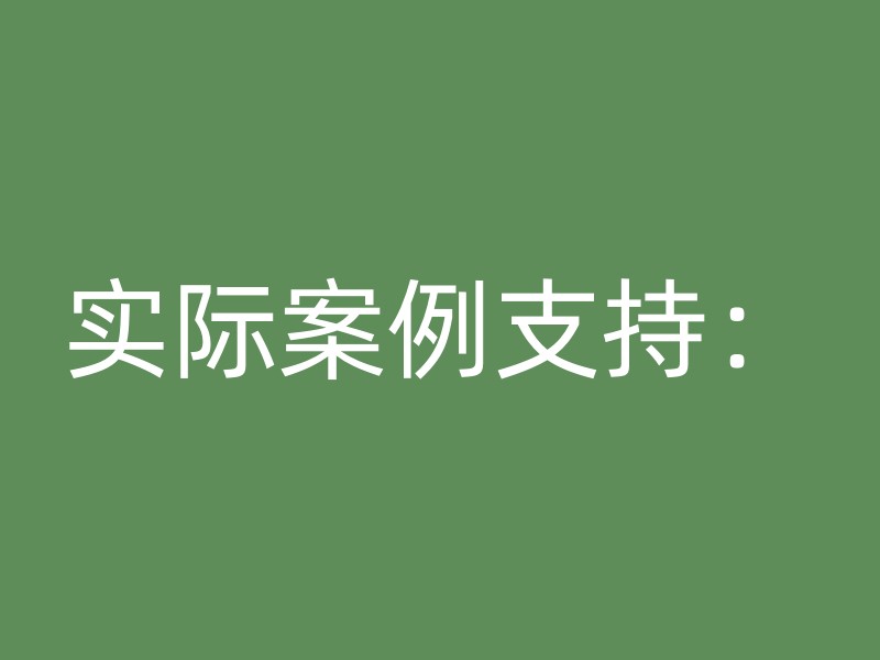 实际案例支持：