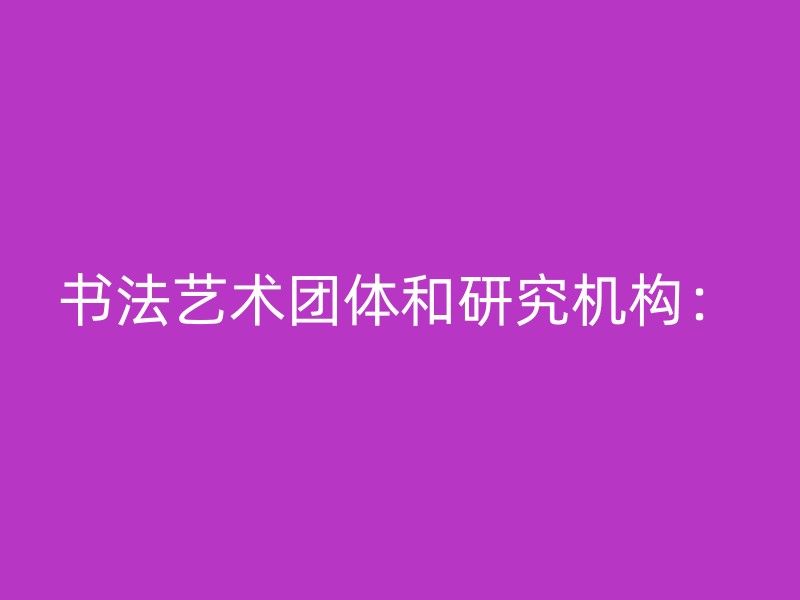 书法艺术团体和研究机构：