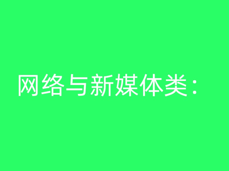 网络与新媒体类：