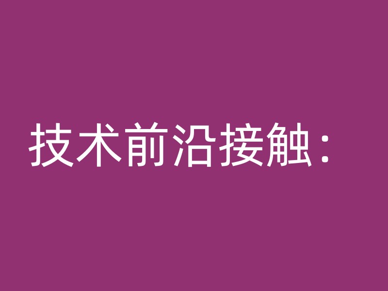 技术前沿接触：